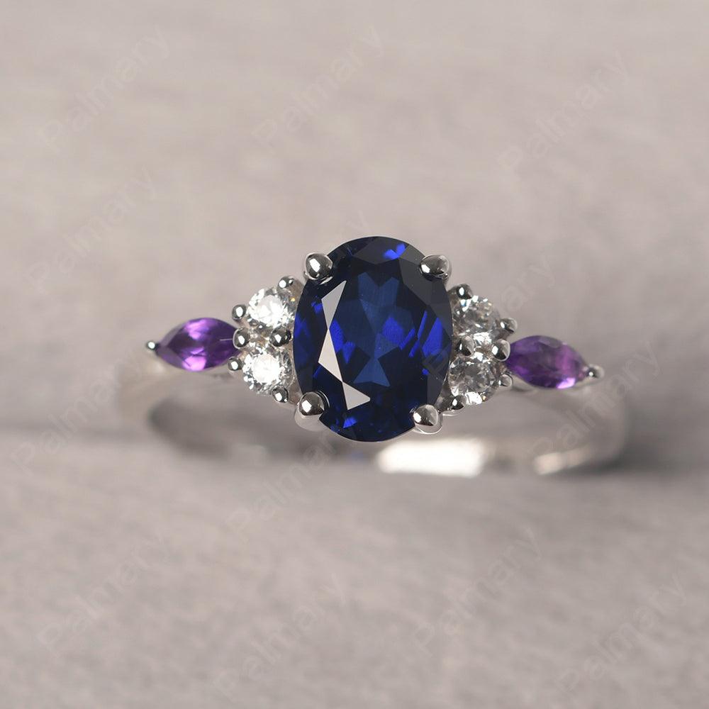 Oval Cut Sapphire Promise Ring Sterling Silver - Palmary