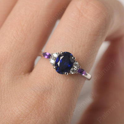 Oval Cut Sapphire Promise Ring Sterling Silver - Palmary