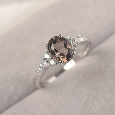 Oval Cut Smoky Quartz  Promise Ring Sterling Silver - Palmary