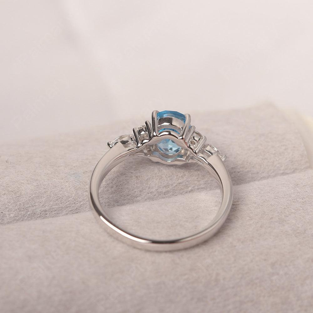 Oval Cut Swiss Blue Topaz Promise Ring Sterling Silver - Palmary