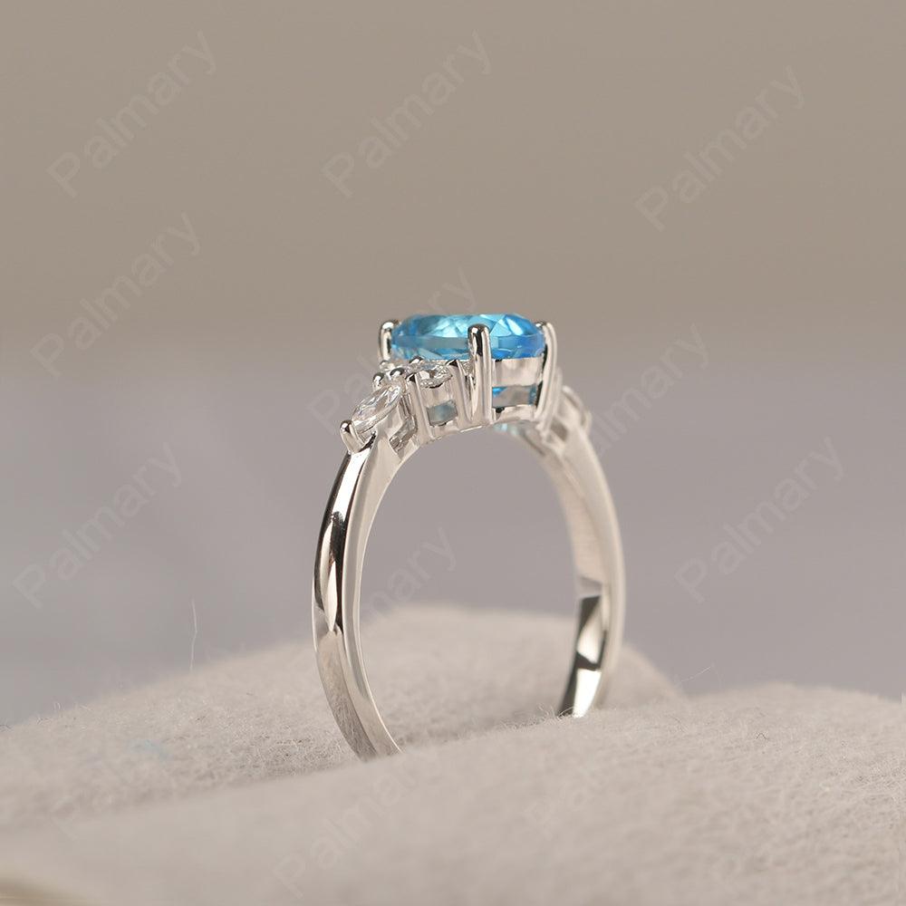 Oval Cut Swiss Blue Topaz Promise Ring Sterling Silver - Palmary