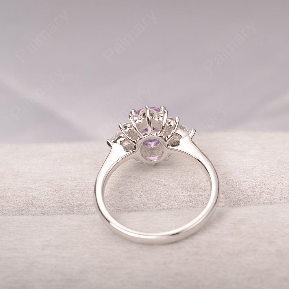 Oval Cut Amethyst Halo Ring Sterling Silver - Palmary