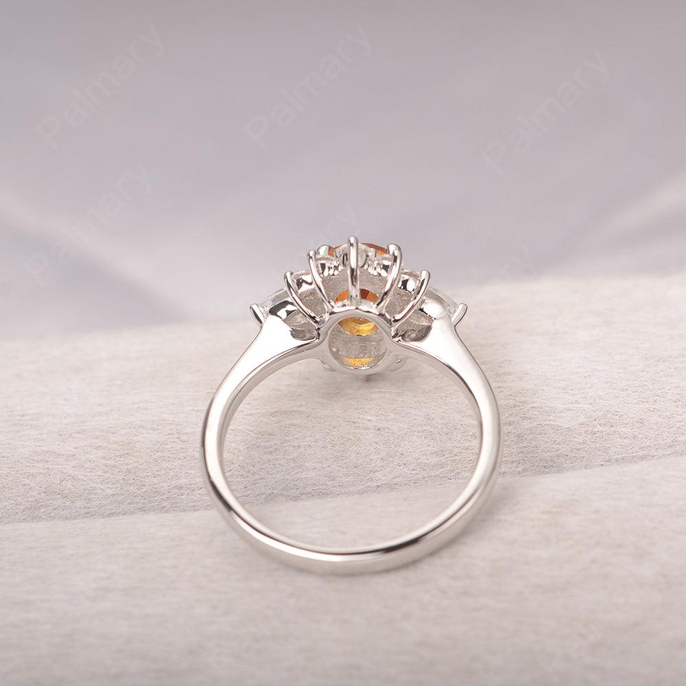 Oval Cut Citrine Halo Ring Sterling Silver - Palmary