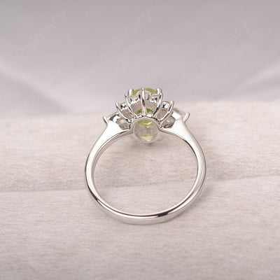 Oval Cut Peridot Halo Ring Sterling Silver - Palmary