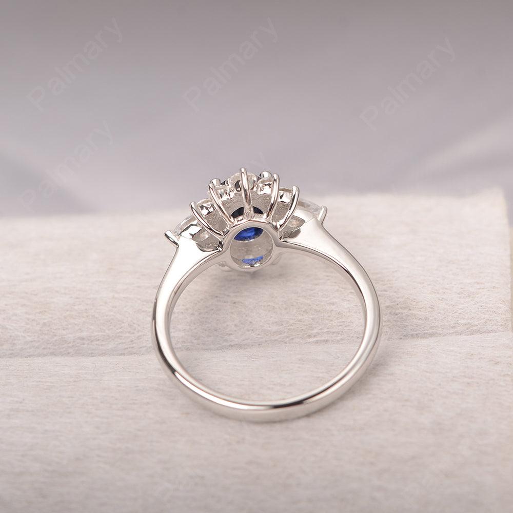 Oval Cut Sapphire Halo Ring Sterling Silver - Palmary