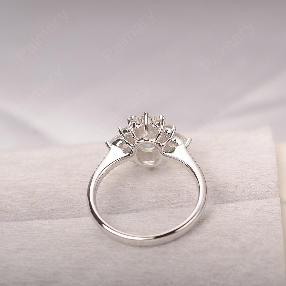 Oval Cut White Topaz Halo Ring Sterling Silver - Palmary