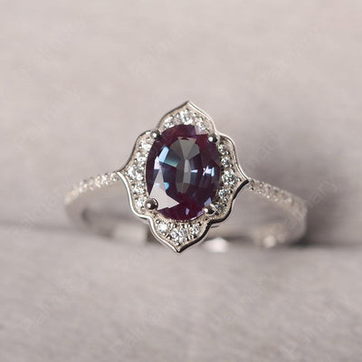 Oval Cut Petal Alexandrite Engagement Ring - Palmary