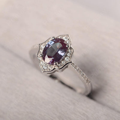 Oval Cut Petal Alexandrite Engagement Ring - Palmary