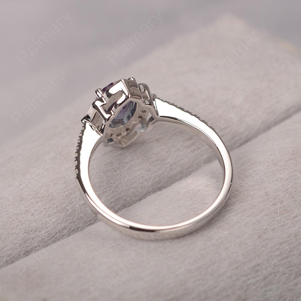 Oval Cut Petal Alexandrite Engagement Ring - Palmary