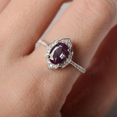 Oval Cut Petal Alexandrite Engagement Ring - Palmary