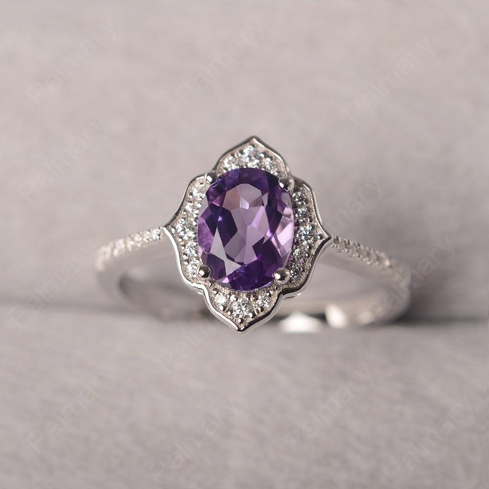 Oval Cut Petal Amethyst Engagement Ring - Palmary