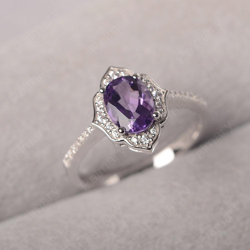 Oval Cut Petal Amethyst Engagement Ring - Palmary