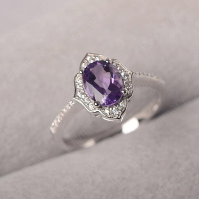 Oval Cut Petal Amethyst Engagement Ring - Palmary