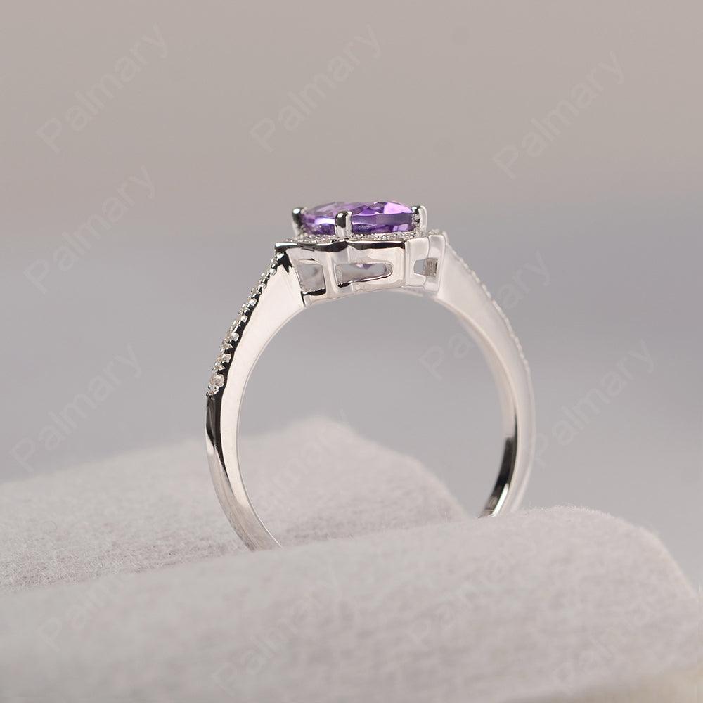 Oval Cut Petal Amethyst Engagement Ring - Palmary