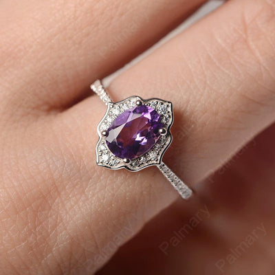 Oval Cut Petal Amethyst Engagement Ring - Palmary