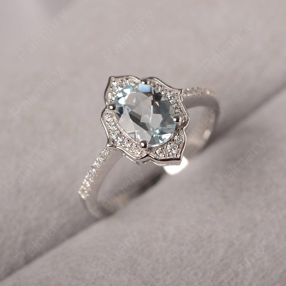 Oval Cut Petal Aquamarine Engagement Ring - Palmary