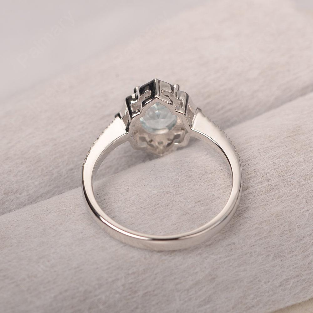 Oval Cut Petal Aquamarine Engagement Ring - Palmary