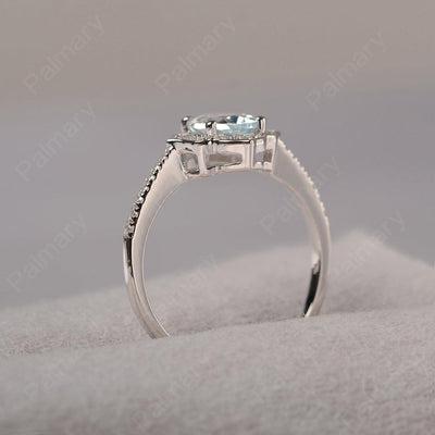 Oval Cut Petal Aquamarine Engagement Ring - Palmary