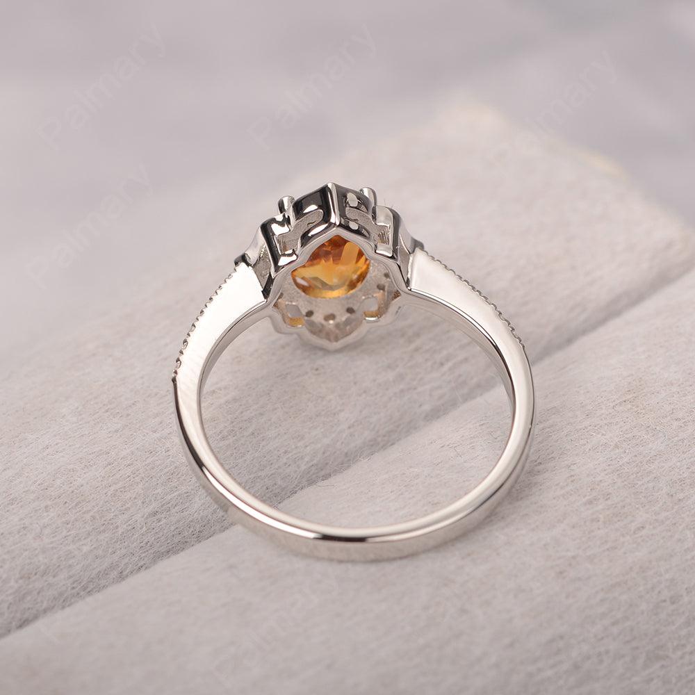 Oval Cut Petal Citrine Engagement Ring - Palmary