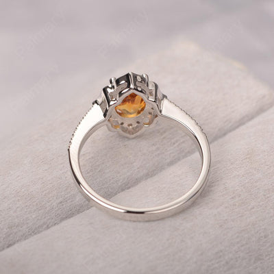 Oval Cut Petal Citrine Engagement Ring - Palmary