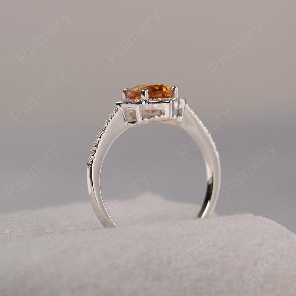 Oval Cut Petal Citrine Engagement Ring - Palmary
