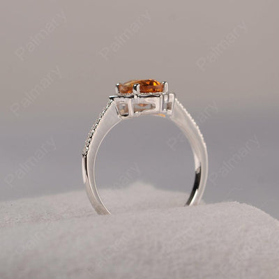 Oval Cut Petal Citrine Engagement Ring - Palmary