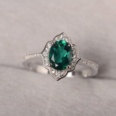 Oval Cut Petal Emerald Engagement Ring - Palmary