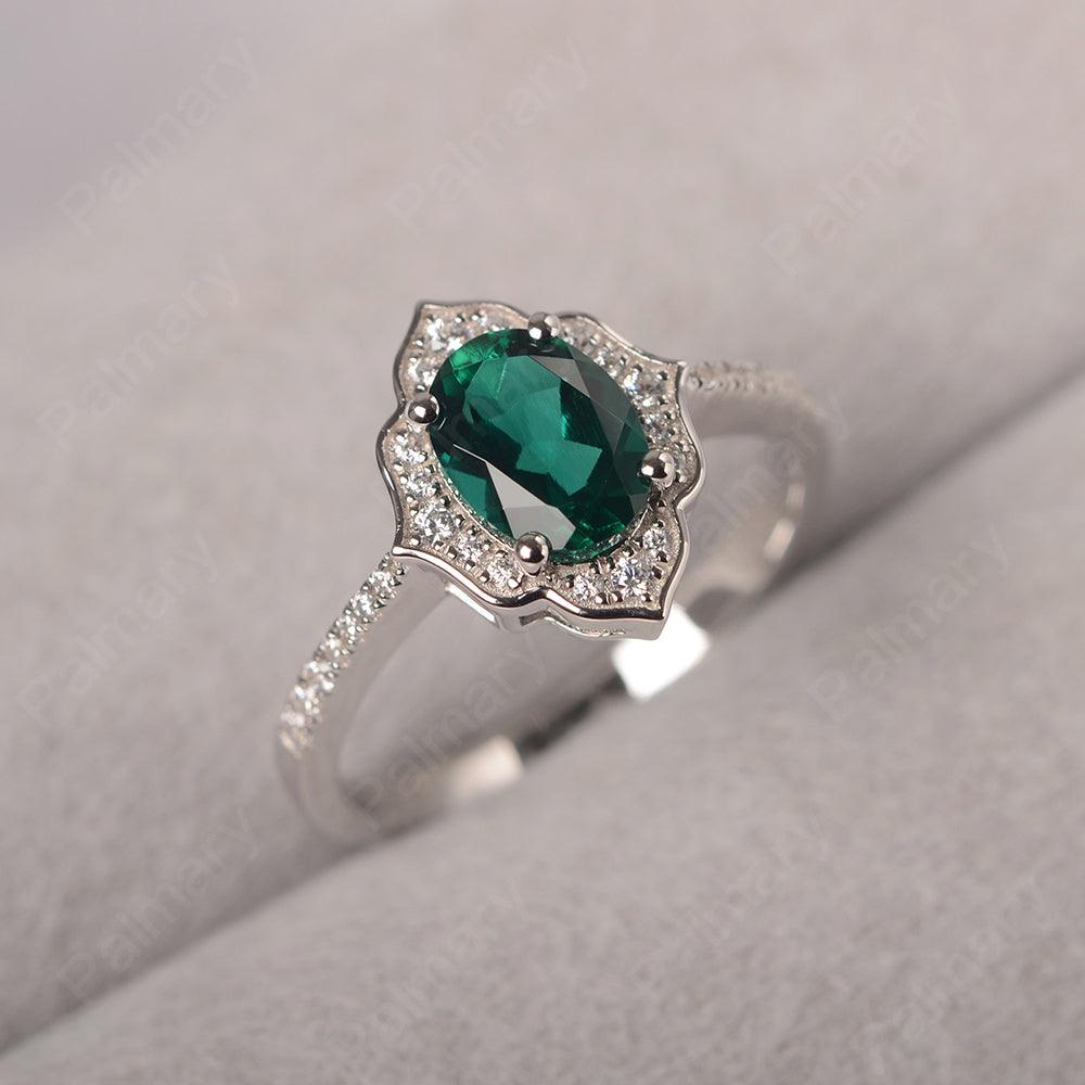 Oval Cut Petal Emerald Engagement Ring - Palmary