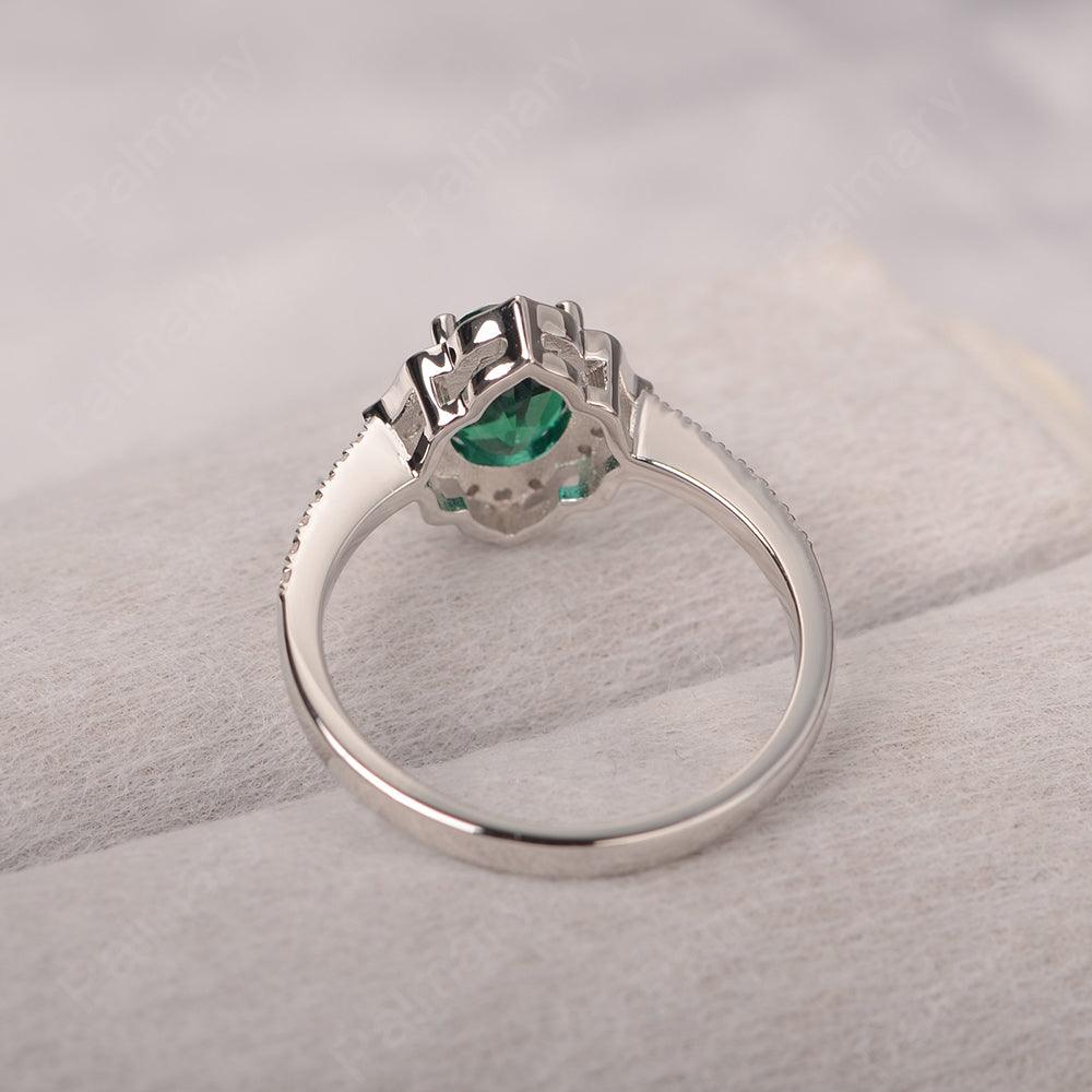 Oval Cut Petal Emerald Engagement Ring - Palmary