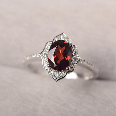 Oval Cut Petal Garnet Engagement Ring - Palmary