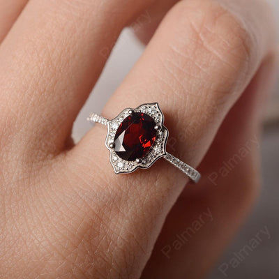 Oval Cut Petal Garnet Engagement Ring - Palmary