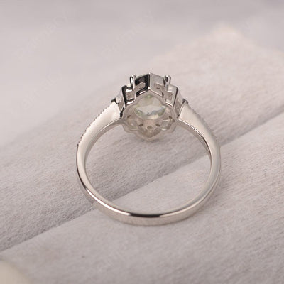 Oval Cut Petal Green Amethyst Engagement Ring - Palmary