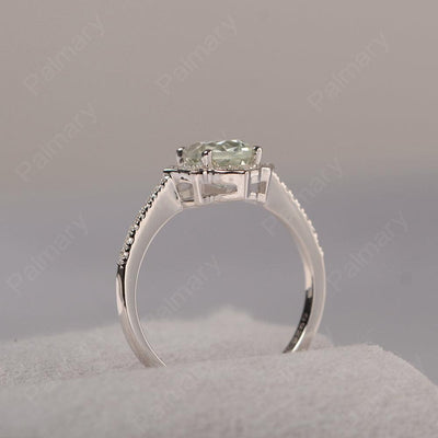 Oval Cut Petal Green Amethyst Engagement Ring - Palmary