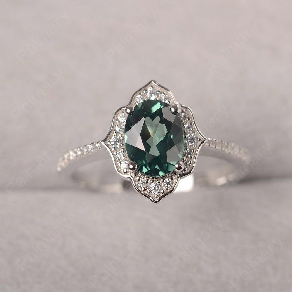 Oval Cut Petal Green Sapphire Engagement Ring - Palmary