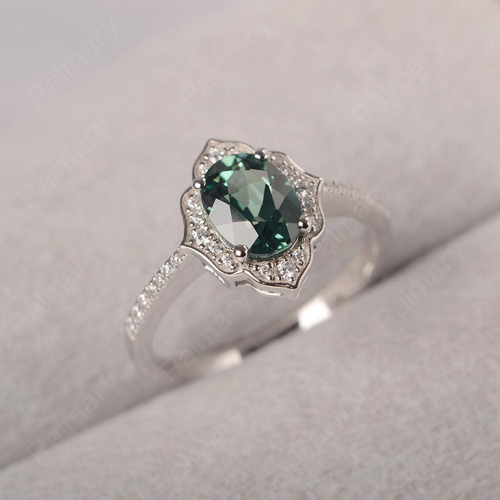Oval Cut Petal Green Sapphire Engagement Ring - Palmary