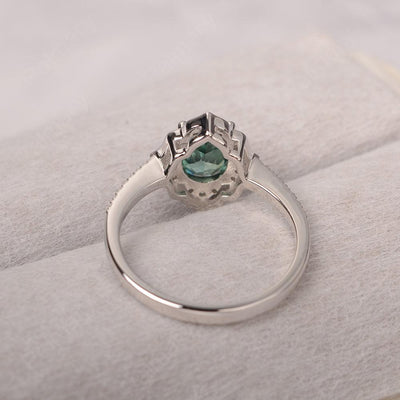 Oval Cut Petal Green Sapphire Engagement Ring - Palmary