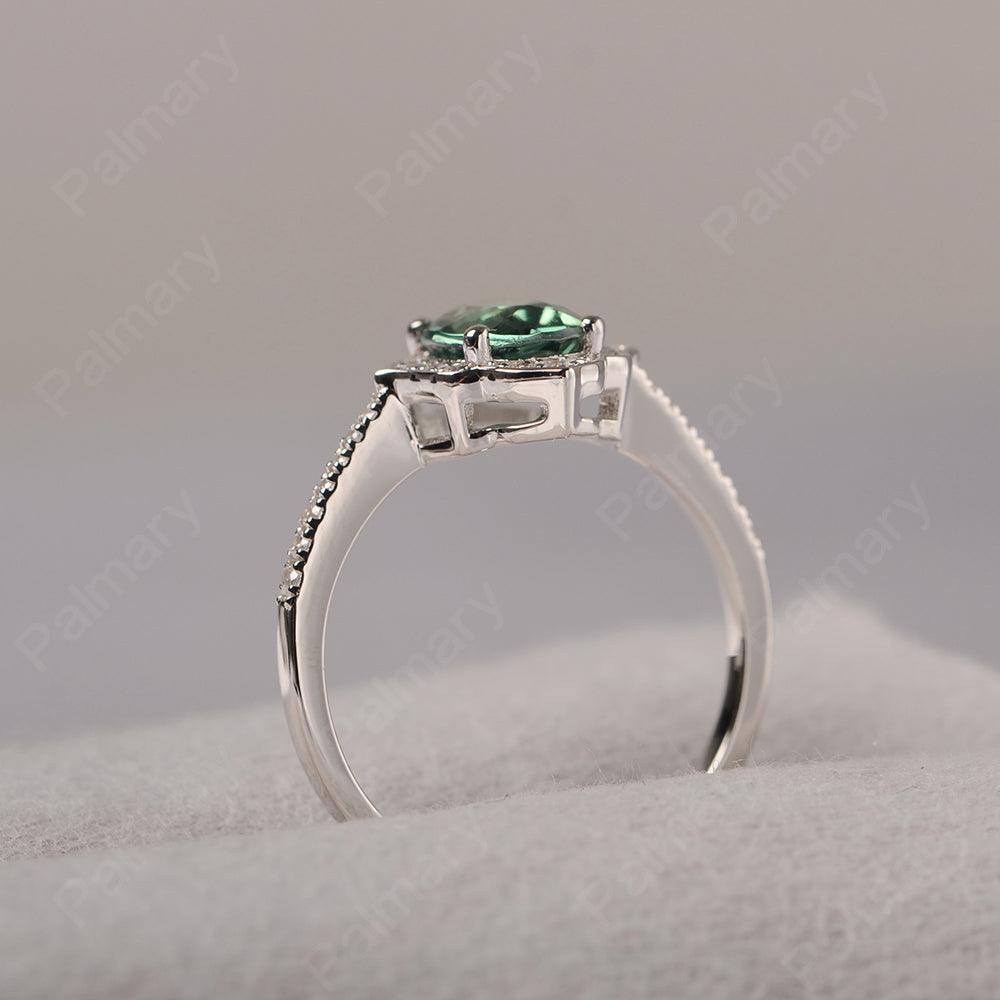 Oval Cut Petal Green Sapphire Engagement Ring - Palmary
