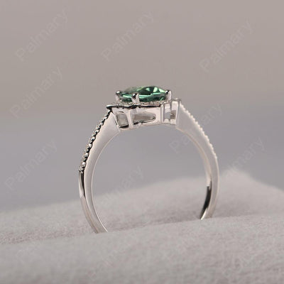 Oval Cut Petal Green Sapphire Engagement Ring - Palmary
