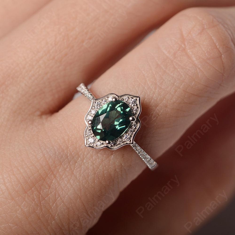 Oval Cut Petal Green Sapphire Engagement Ring - Palmary