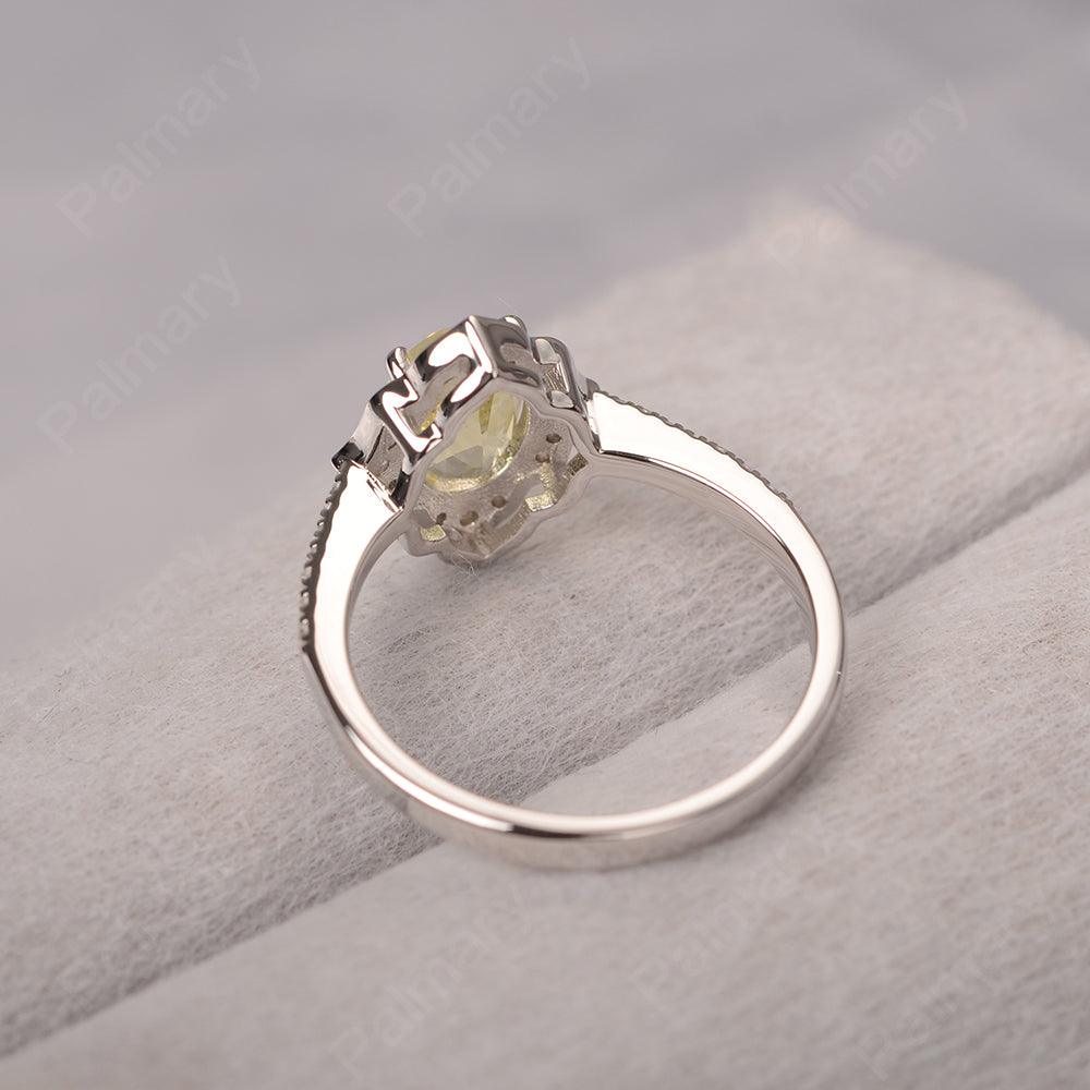 Oval Cut Petal Lemon Quartz Engagement Ring - Palmary