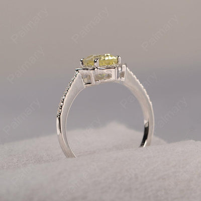 Oval Cut Petal Lemon Quartz Engagement Ring - Palmary