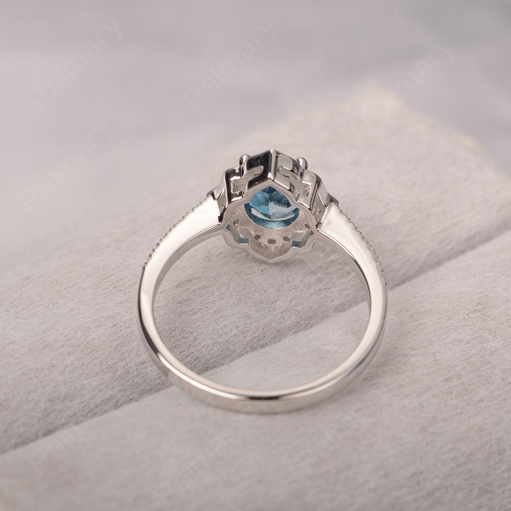 Oval Cut Petal London Blue Topaz Engagement Ring - Palmary