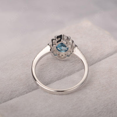 Oval Cut Petal London Blue Topaz Engagement Ring - Palmary