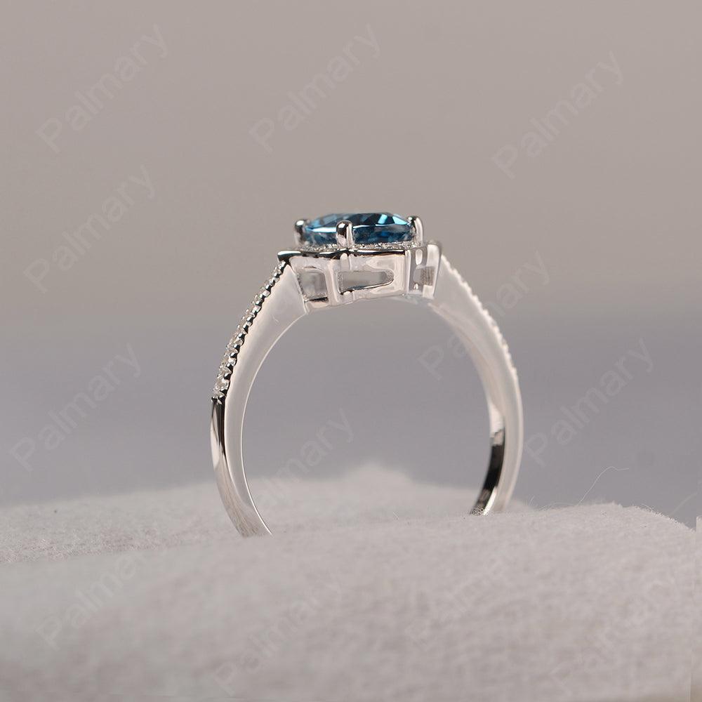 Oval Cut Petal London Blue Topaz Engagement Ring - Palmary