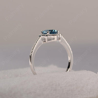 Oval Cut Petal London Blue Topaz Engagement Ring - Palmary