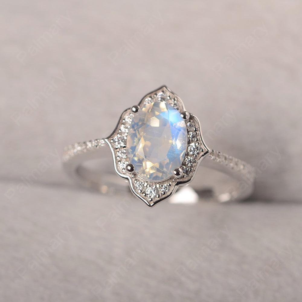 Oval Cut Petal Moonstone Engagement Ring - Palmary