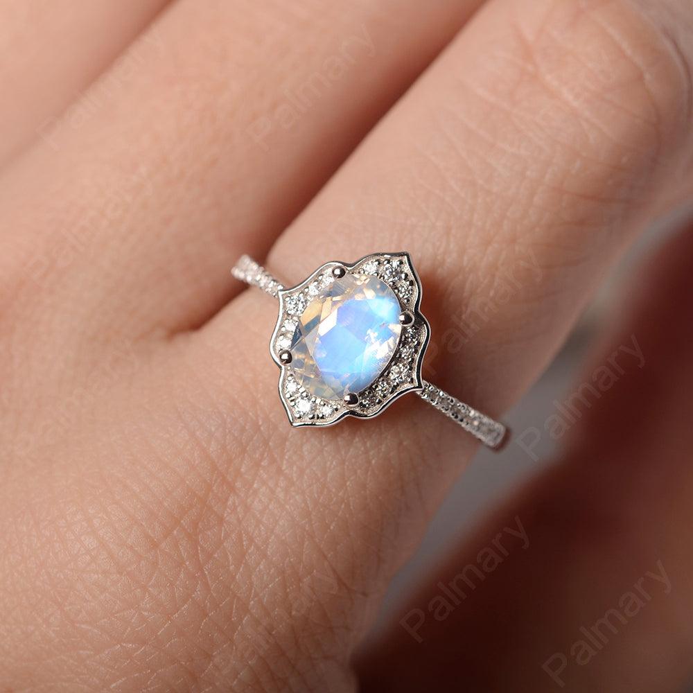 Oval Cut Petal Moonstone Engagement Ring - Palmary