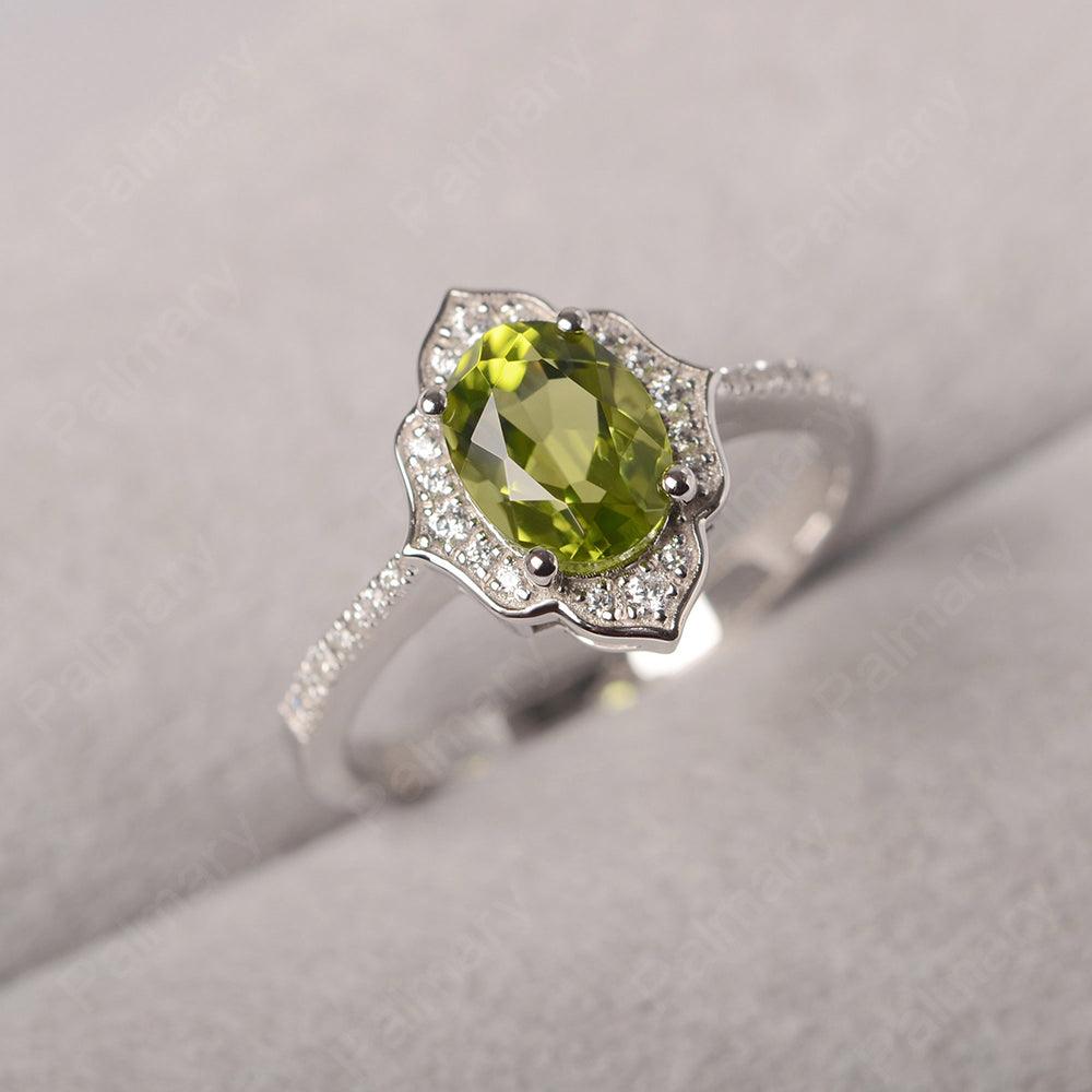 Oval Cut Petal Peridot Engagement Ring - Palmary