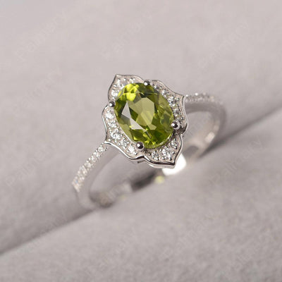 Oval Cut Petal Peridot Engagement Ring - Palmary