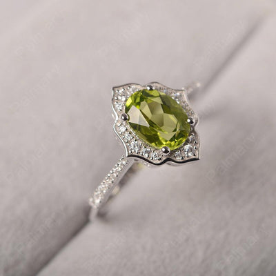 Oval Cut Petal Peridot Engagement Ring - Palmary